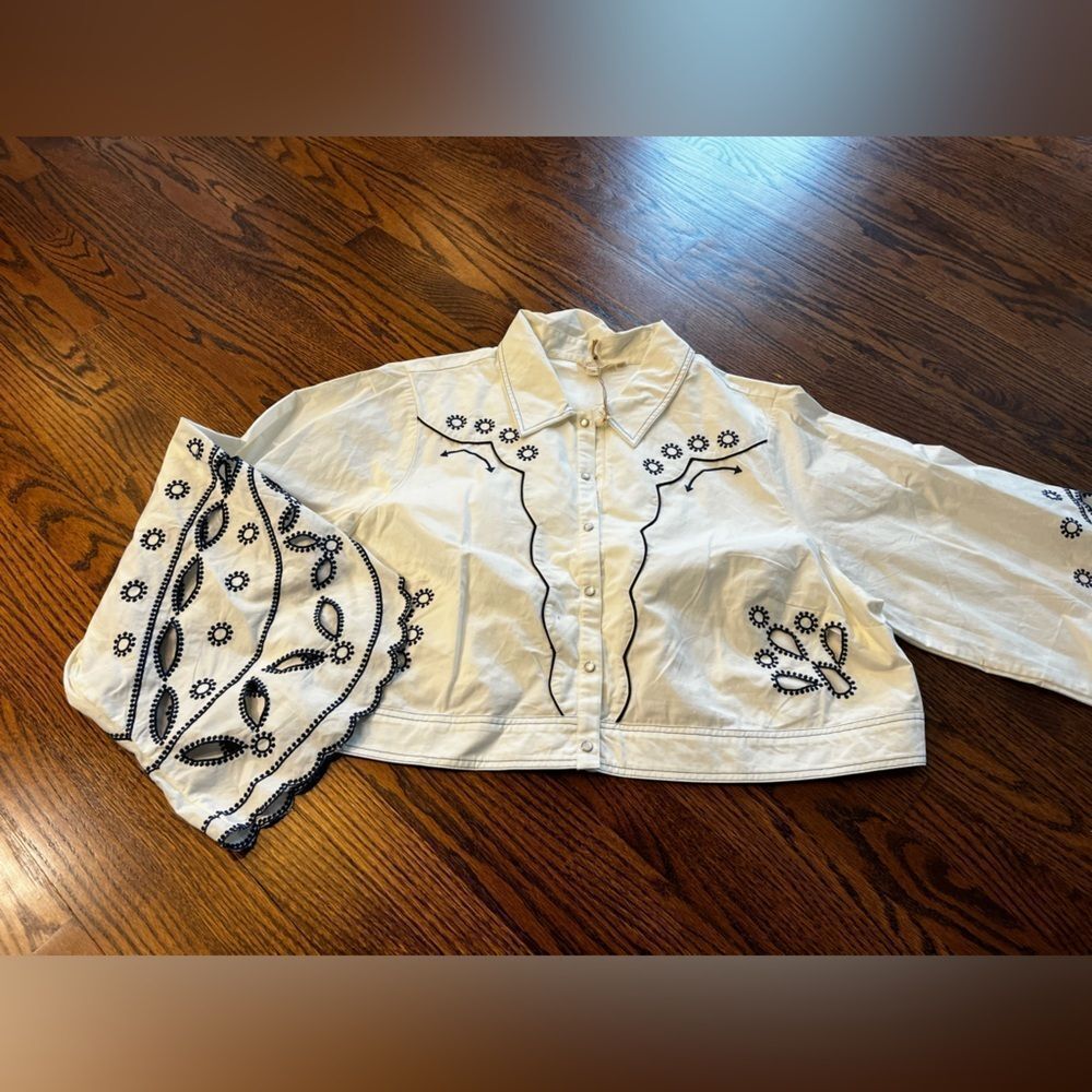 Anthropologie Let Me Be Eyelet Long-Sleeve Blouse - Picture 4 of 6